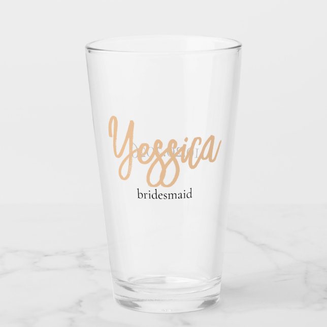 Minimalist Classy Gold Name Simple Bridesmaid  Glass (Front)