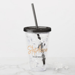 Minimalist Classy Simple Bridesmaid Personalised Acrylic Tumbler