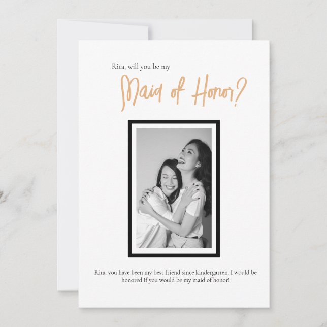 Minimalist Classy Simple Maid of Honour Wedding  Invitation (Front)