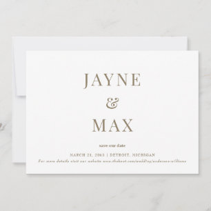 Minimalist Classy White and Gold Wedding Save Date Invitation