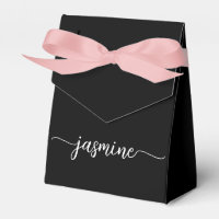 Minimalist Clean Black Monogram Name Script