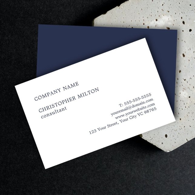 Minimalist Clean Blue White Consultant Business Card (Creator Uploaded)