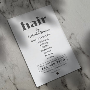 Minimalist clean boho style hair salon flyer