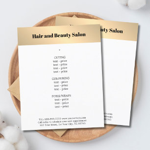 Minimalist Clean Faux Gold Stripe Hairstylist Menu