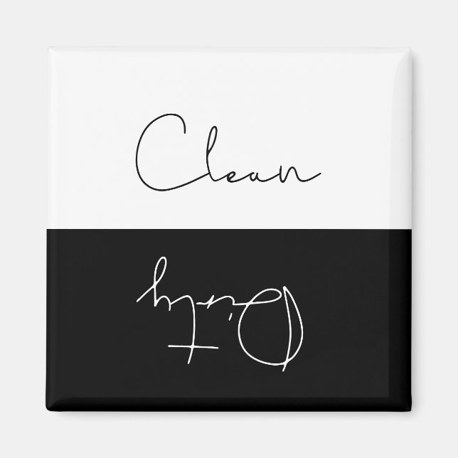 Minimalist Clean or Dirty dishwasher Magnet (Front)
