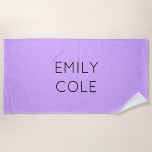 Minimalist clean simple purple  beach towel
