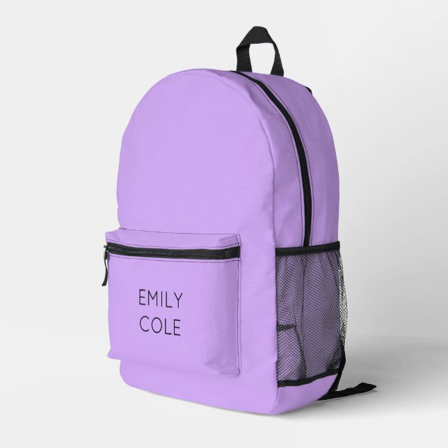 Minimalist clean simple purple  printed backpack (Back Corner Right)