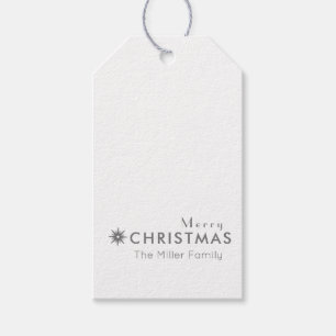 Minimalist Clean Simple Silver Merry Christmas Gift Tags