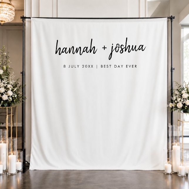 Minimalist Clean Simple Wedding Day Photo Backdrop Tapestry (Custom wedding backdrops for photo booths and elegant reception styling)