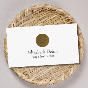 Minimalist Clean White Faux Copper Circle Yoga Business Card