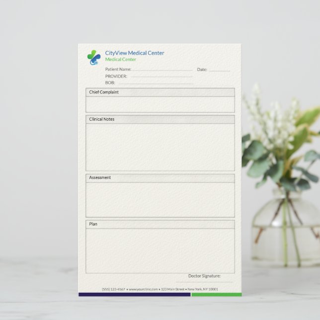 Minimalist Clinical Notes for Medical Offices  Stationery (Standing Front)
