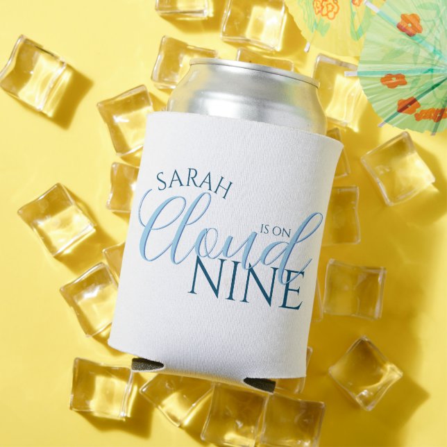 Minimalist Cloud nine simple script bridal shower Can Cooler (In Situ Summer)