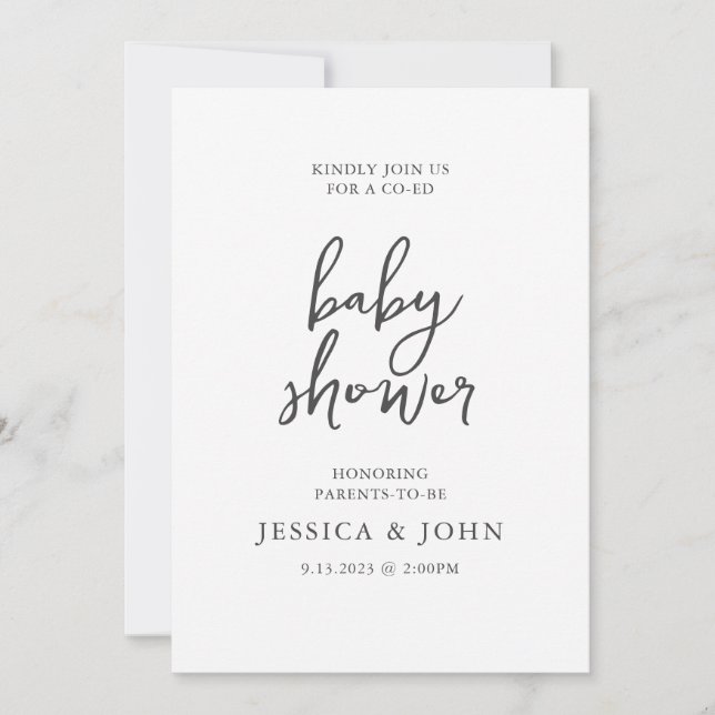 Minimalist Co-Ed Simple Baby Shower Invitation (Front)