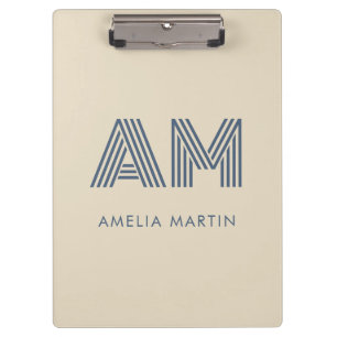 Minimalist Coastal Blue Custom Monogram Sand  Clipboard