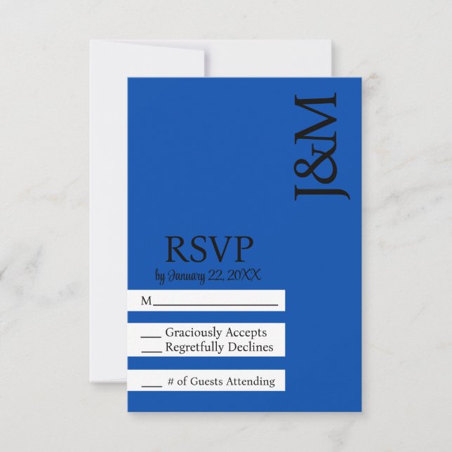 Minimalist Cobalt Blue RSVP card (Front)