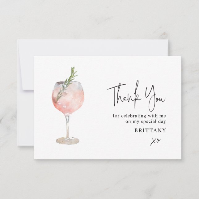Minimalist Cocktail Wine Thank You Card (Front)