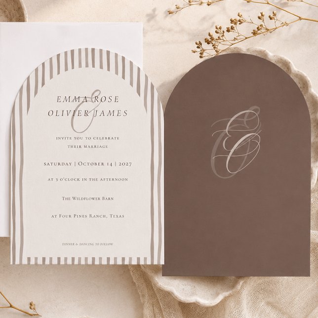 Minimalist Cocoa Brown Arch Wedding Invitation (Minimalist Cocoa Brown Arch Wedding Invitation)