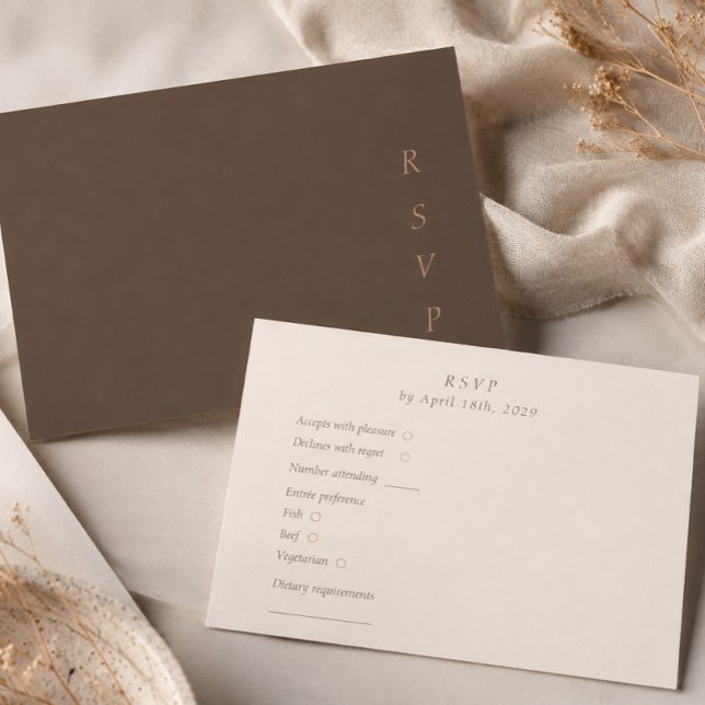 Minimalist Cocoa Brown RSVP Wedding Response Card (Minimalist Cocoa Brown RSVP Wedding Response Card)