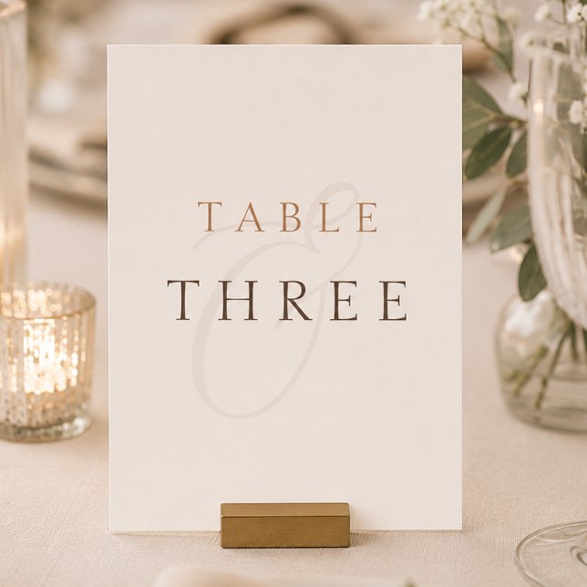 Minimalist Cocoa Brown Wedding Table Number Card (Minimalist Cocoa Brown Wedding Table Number Card)
