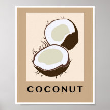 Minimalist Coconut Tropical Fruit Kitchen Art
