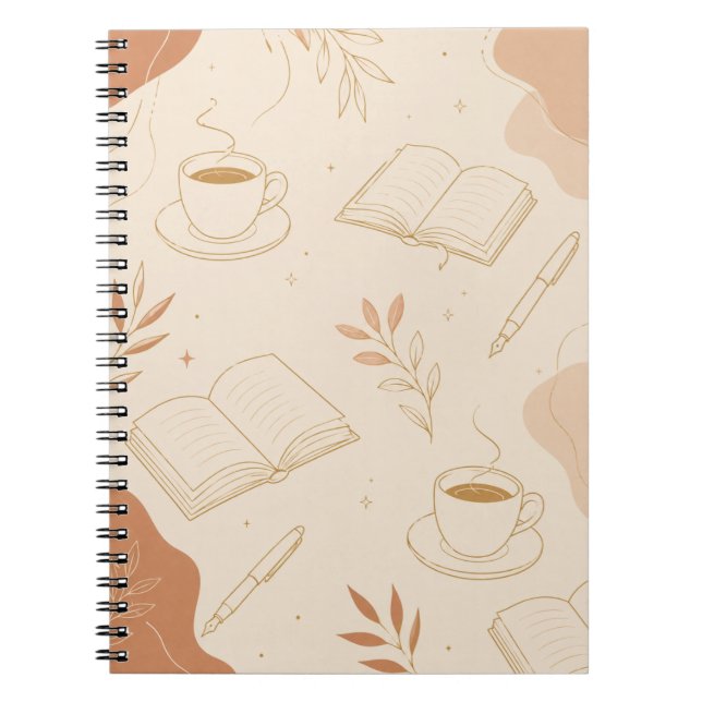 Minimalist Coffee & Books Academia Notebook (Front)