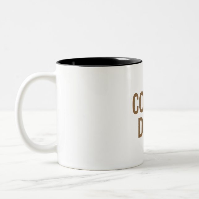 Minimalist Coffee Dept. Mug – Two-Tone Stylish Cer (Left)