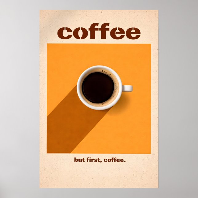 Minimalist Coffee Poster, Modern Kitchen Wall Art (Front)