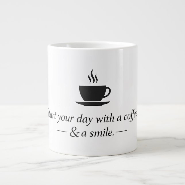 Minimalist Coffee Quote Design – Modern Typography Large Coffee Mug (Front)