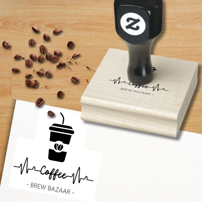 Minimalist coffee shop logo rubber stamp (Creator Uploaded)