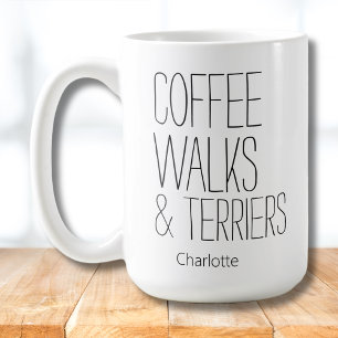 Minimalist Coffee Walks & Terriers Add Name Mug