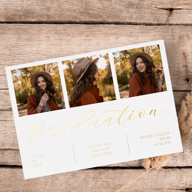 Minimalist Collage Graduation 3 Photos Real Silver (Creator Uploaded)