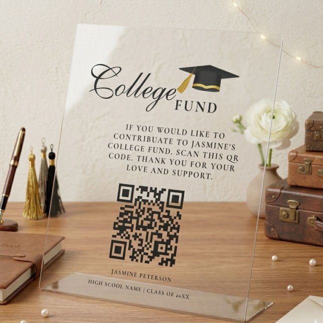 Minimalist College Fund QR Code Sign Graduation (Creator Uploaded)