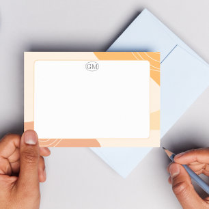 Minimalist Colorful Border Monogram Flat Note Card