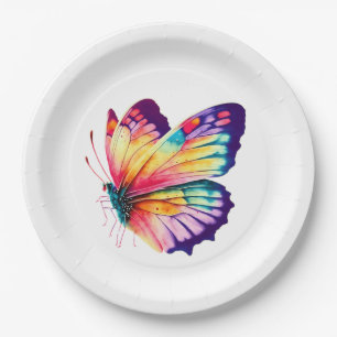 Minimalist Colorful Butterfly Spring Party Paper Plate