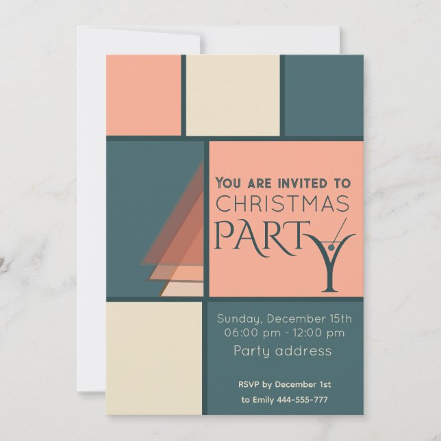 Minimalist colour block cocktail party corporate invitation (Front)