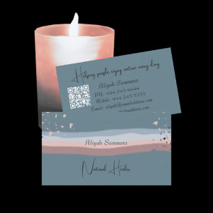 Minimalist Colourful Boho QR Code Meditative Business Card