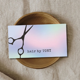 Minimalist Colourful Gradient Black Scissors Hair Business Card