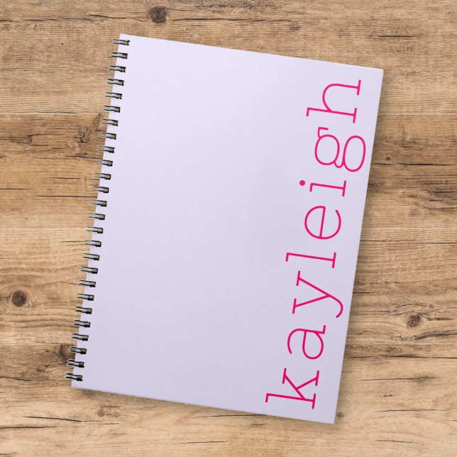 Minimalist Colourful Kids Name Lilac Hot Pink Notebook (Creator Uploaded)