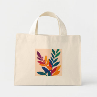 Minimalist Colourful Leaves Tiny Tote 