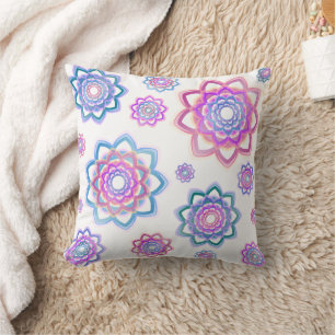 Minimalist Colourful Lotus Flower Pink Pastel Gree Cushion