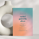Minimalist Colourful Retro Aesthetic Bat Mitzvah  Invitation<br><div class="desc">Celebrate a special milestone with this modern Bat Mitzvah invitation featuring a trendy peach,  pink,  and teal gradient background. Bold serif typography highlights the guest of honour’s name,  with clean event details below. This contemporary and colourful design is perfect for stylish,  joyful celebrations—easily customisable to fit your event.</div>