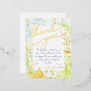 Minimalist Colourful Watercolor Foil Thank You Car Invitation Postcard