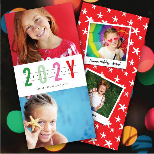 Minimalist Colourful Year 2 Photo Modern Simple Holiday Card
