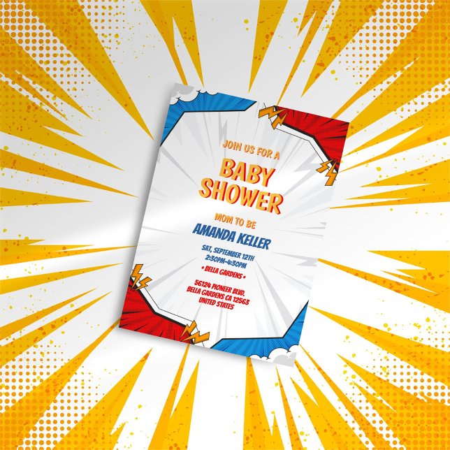 Minimalist Comic Book Baby Shower Invitation (Creator Uploaded)