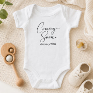 Minimalist Coming Soon Custom Announce Pregnancy Baby Bodysuit