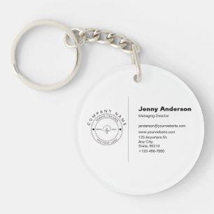 Minimalist Company employee Name and Logo Employ Key Ring