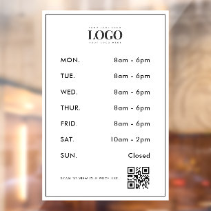 Minimalist Company Logo Opening Hours QR Code Scan