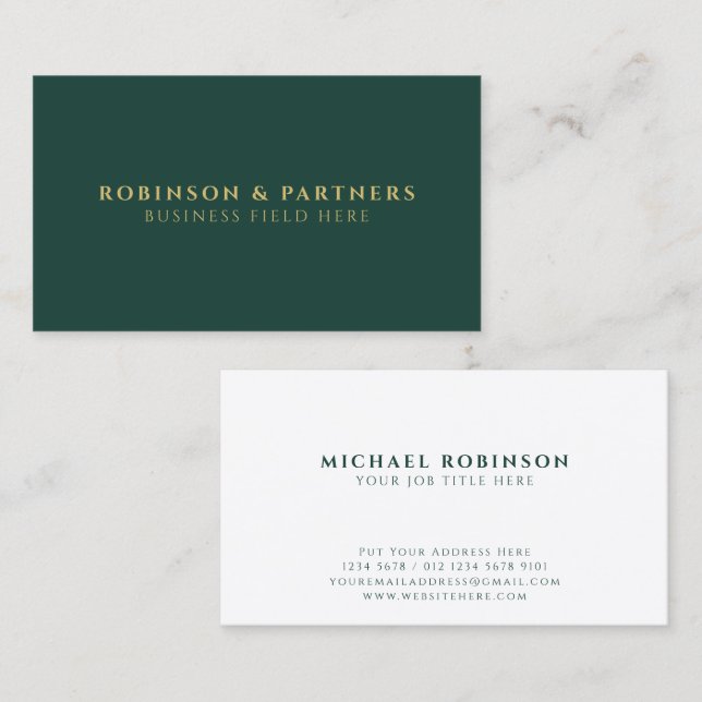 Minimalist Company Name | Dark Green Business Card (Front/Back)