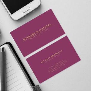 Minimalist Company Name   Gold Line   Dark Pink Business Card