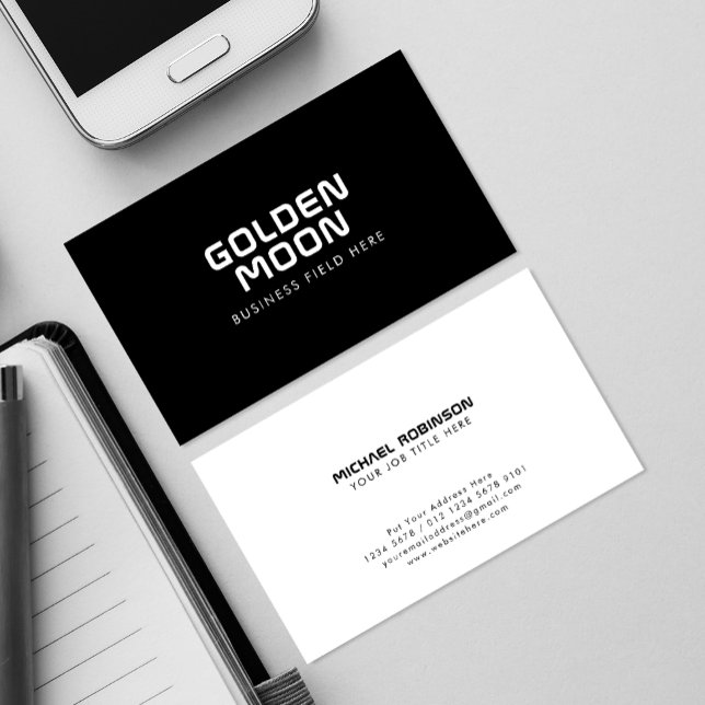 Minimalist Company Name | Modern | Black Business Card (Creator Uploaded)